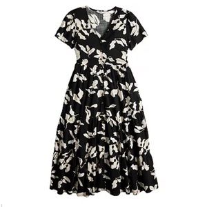 Sonoma Goods For Life Button Front Tiered Short Sleeve Floral Midi Dress - Sz M